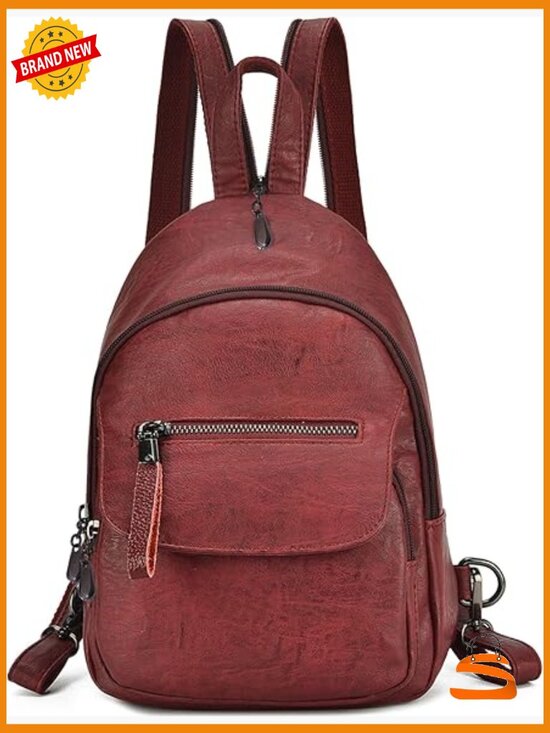 Convertible PU Leather Backpack Purse Women Anti Theft Small Sling Bag main image 7